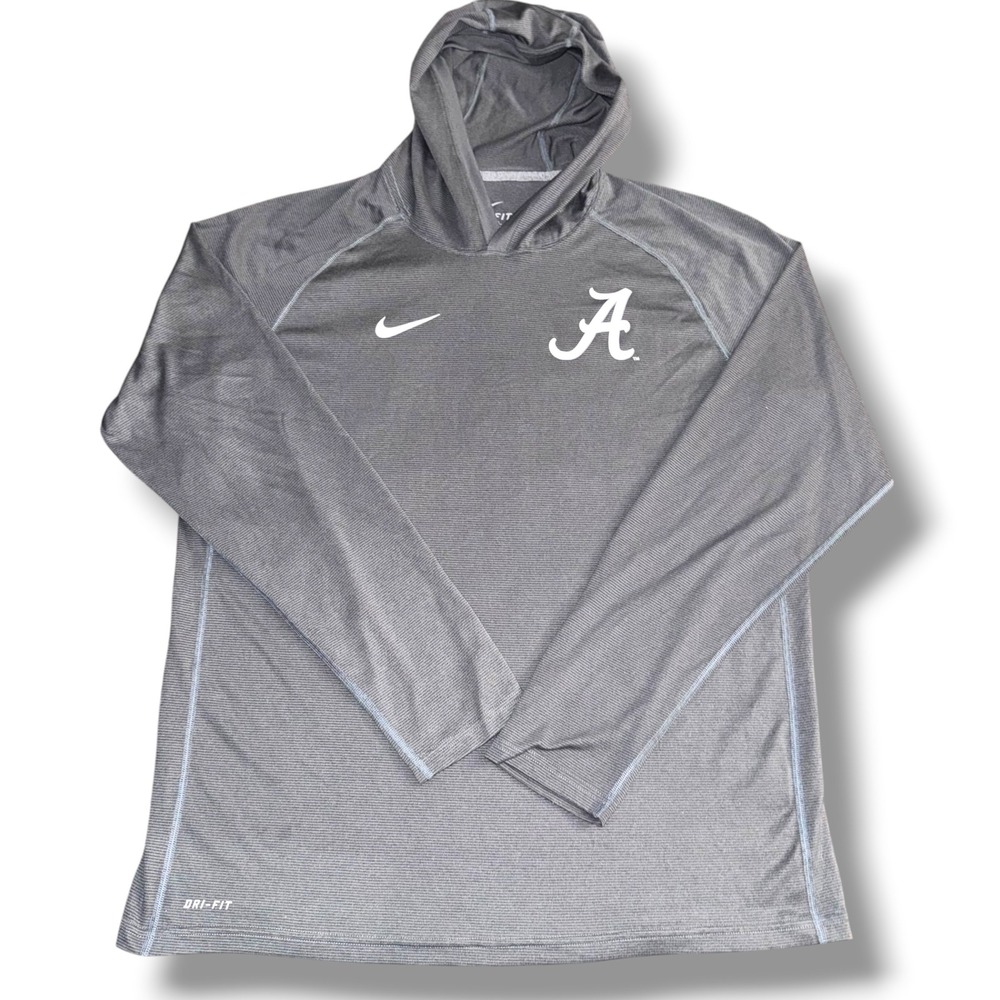 Nike Alabama Crimson Tide Hoodie Mens XL Grey Dri-FIT Pullover Micro-Stripe